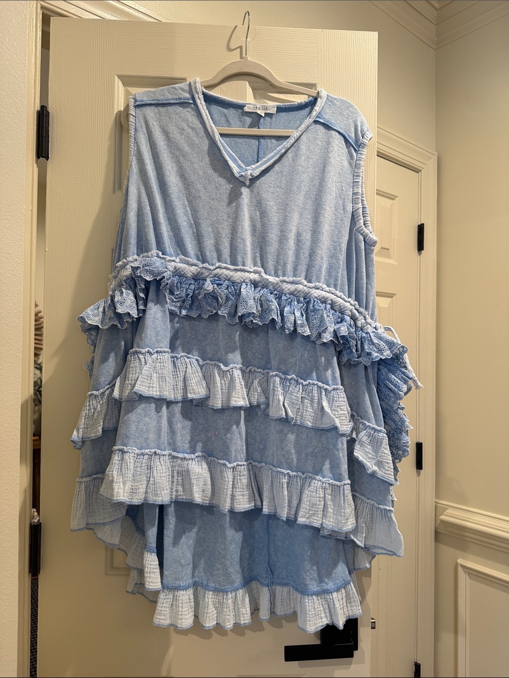 Oli &Hali Light Blue Ruffle Tiered Tunic Top